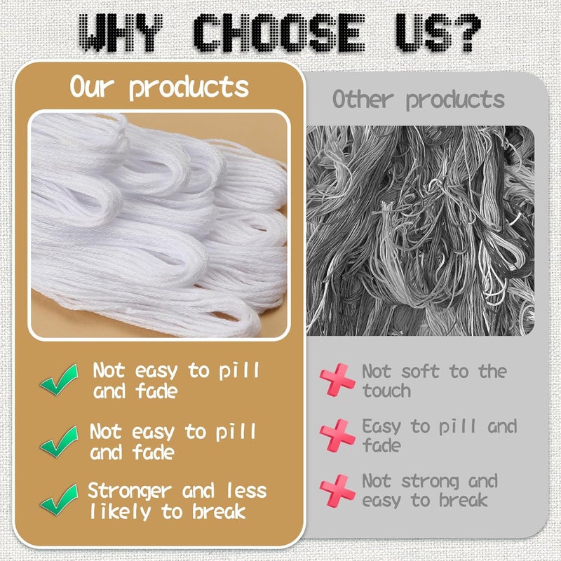 Dercuy 14 Skeins White Embroidery Floss, White Embroidery Thread, Friendship Bracelet String, Cross Stitch for DIY Making, Embroidery Crafts - Image 4